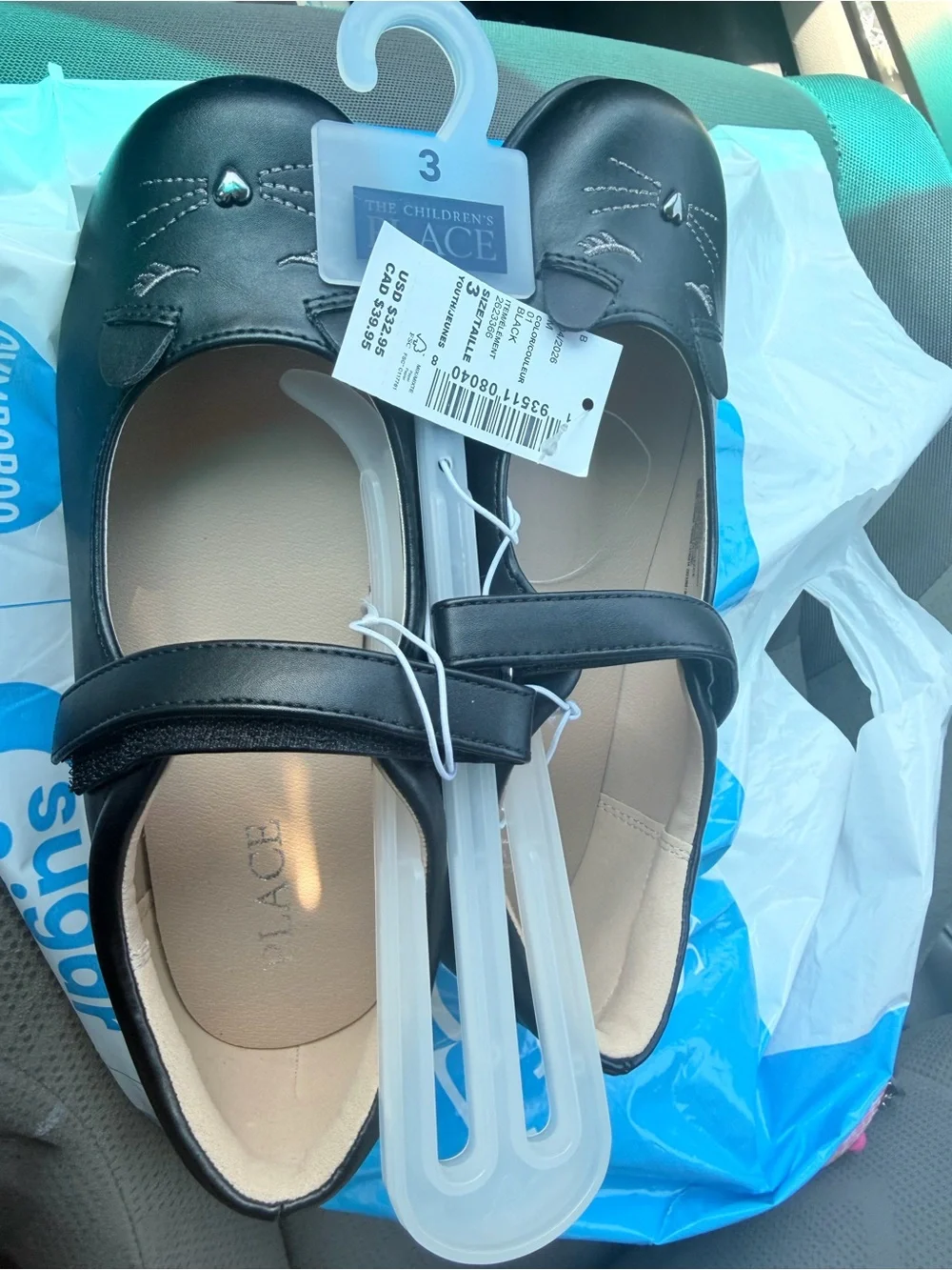 The Children's Place Black Girls' Mary Jane Flats with Heart Accent
